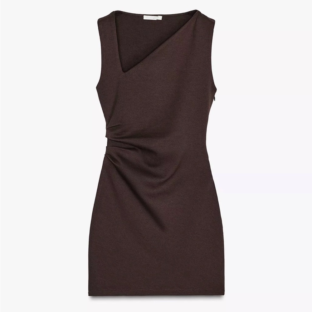ZARA New Sleeveless V-Neck Brown Bodycon Dress